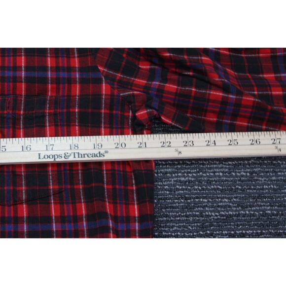 Northcrest Mens Medium Red Plaid Flannel Long Sleeve VTG Lumberjack - Picture 9 of 13